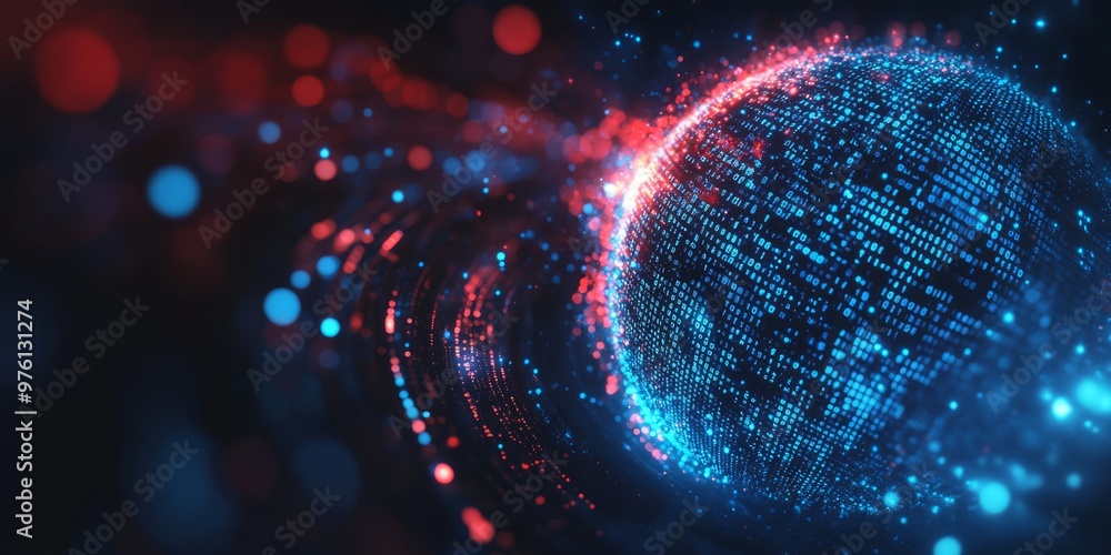 Poster immerse in the captivating blend of advanced technology and intricate data that this digital backgro