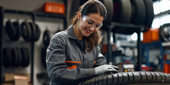 Mechanikerin f&uuml;r Reifen- und Vulkanisationstechnik bei der Arbeit