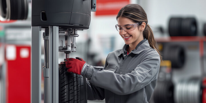 Mechanikerin f&uuml;r Reifen- und Vulkanisationstechnik in der Werkstatt