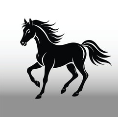 horse silhouette isolated on white