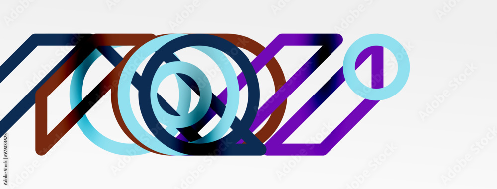 Poster abstract background - colorful circle lines technology or business digital template