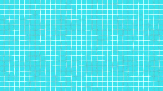 手描き風の白い線がカクカク動く方眼紙のシンプルな背景のループ動画（水色）