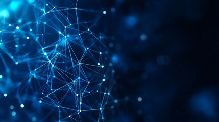 Abstract blue network technology connection representing data, communication, and the digital world.  The image symbolizes innovation, growth, and interconnectedness.