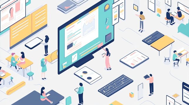 A user-friendly online education platform interface, showcasing course modules, progress tracking, and virtual classroom features.