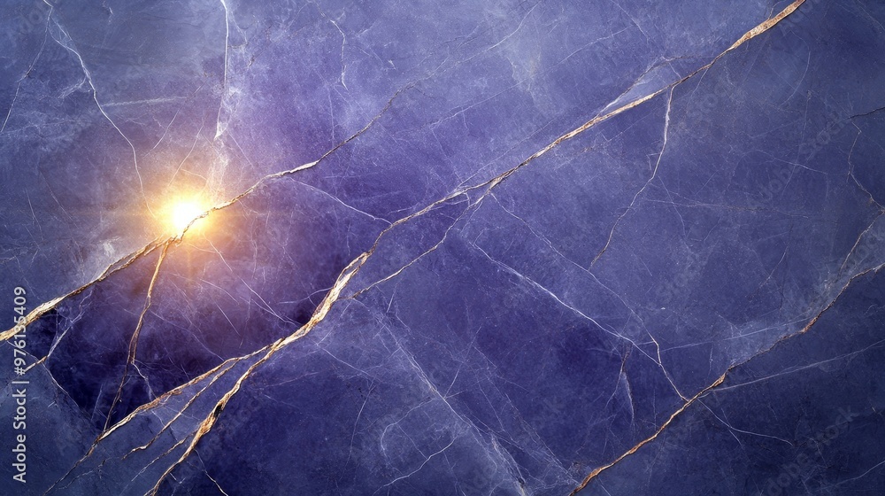 Poster elegant and luxurious smooth medium purple marble background with intricate golden veins, perfect fo