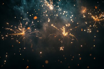 Fototapeta premium Stunning new year fireworks display against dark background with ample space for text and design