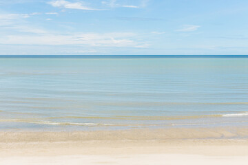 Beach sea space area. Beautiful tropical beach with blue sky and white clouds in sunny day. Natural landscape