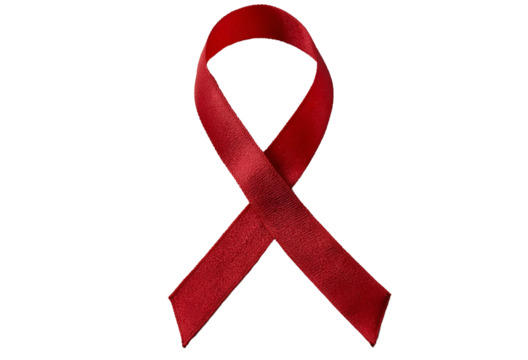  Isolated red ribbon for AIDS awareness on transparent background