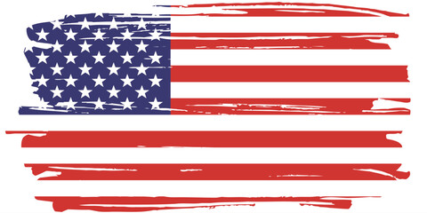 American flag grunge paint texture. USA Flag. Distressed US symbol, United States flag Vector Illustration for Celebration Holiday 4 of July American President Day.