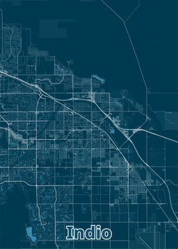 Indio, California, USA artistic blueprint map poster