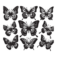 Obraz premium flying butterfly set clipart vector design,awesome flying butterfly set svg,high resolution printable flying butterfly set artwork