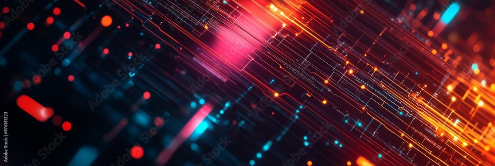 Aufkleber this vibrant digital background features diverse lines of light and color, ideal for technology, ai,