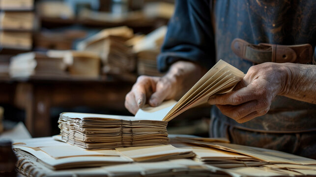 Craftsperson's Hands Folding Pages for Artisanal Journal