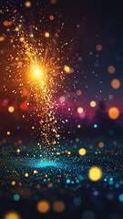 Fototapeta premium City life vibrant colors and shiny dust particles light sparkles effect, 9:16 Full HD phone wallpaper