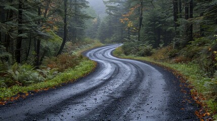 Fototapeta premium A winding road in Fir Forest Park