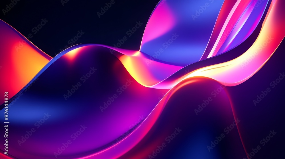 Poster abstract wavy lines with a glowing effect.