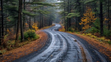 Obraz premium A winding road in Fir Forest Park