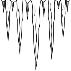 Long, pointed icicles hanging down in clusters, with sharp, clean lines vector