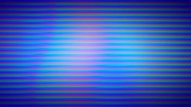 Zoom motion of bright blue prismatic blur retro background with chromatic aberration effect. Defocused old VHS tape lines texture animation for intro. Nostalgia, 70s 80s 90s design. Horizontal stripes