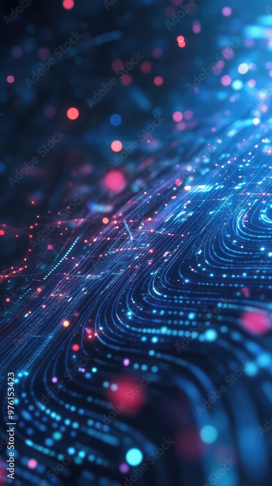 Aufkleber a mesmerizing close-up of a colorful digital landscape, featuring vibrant lights and dynamic pattern