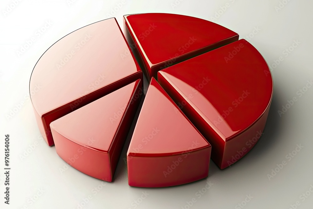 Aufkleber a vibrant red pie chart symbolizing data representation and analysis, ideal for business and marketi