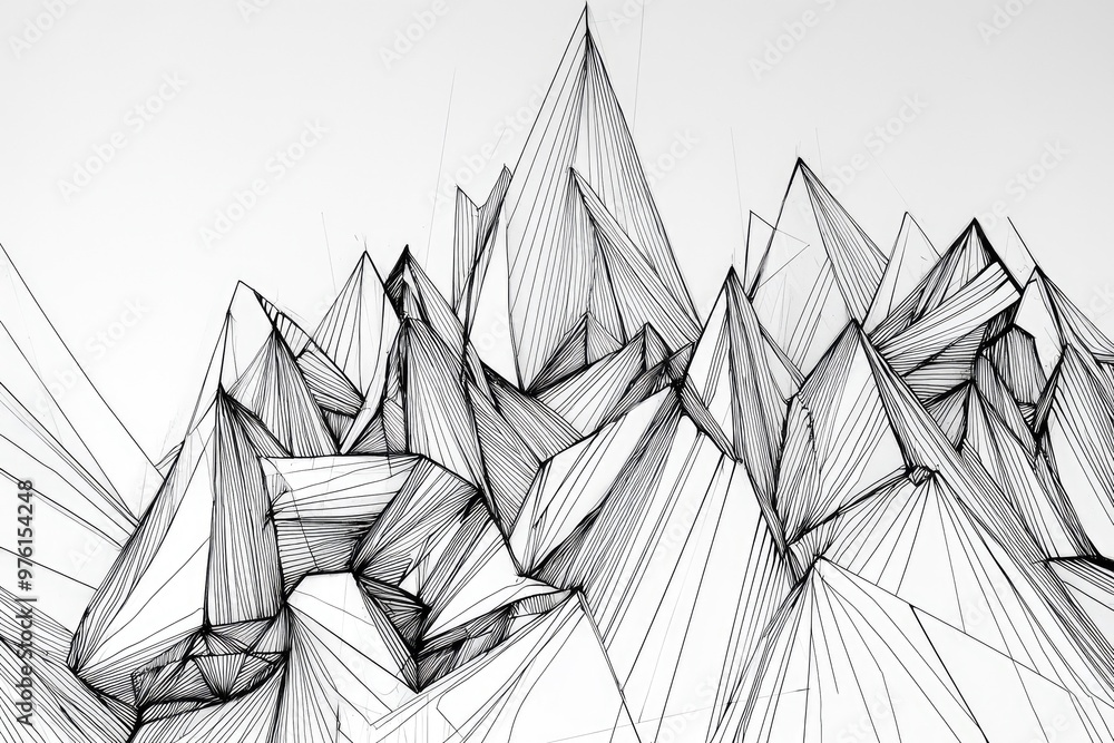 Poster abstract wireframe mountains create a striking visual representation of depth and structure in a min