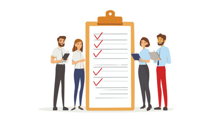 Successful leader and his team. Brainstorming. Business vector illustration.