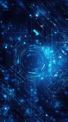 Obraz premium Vibrant blue abstract digital background with glowing elements, perfect for technology, innovation, and futuristic themes.