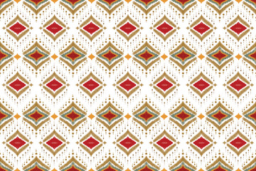 red Ikat Elegance, seamless ikat fabric pattern, digital file download