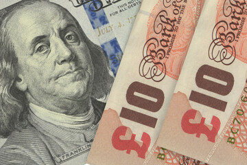 British Pound Sterling and US Dollar Banknotes. Cash. Financial Concept.