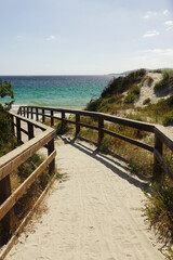 Naklejka premium A white sand Maria Pia beach in Alghero, Sardinia, Italy