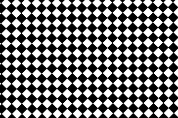 A black and white seamless geometric checkered pattern resembling a chessboard or racing flag