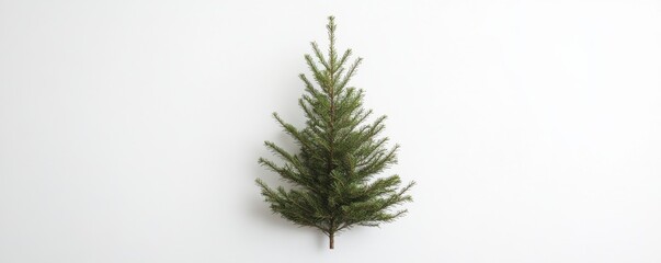 Obraz premium Small christmas tree standing on white background