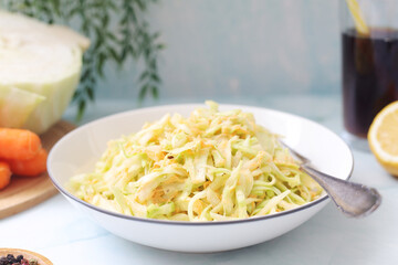  A bowl with coleslow salad