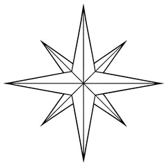 A shining star with sharp, pointed edges, often used as the tree topper vector
