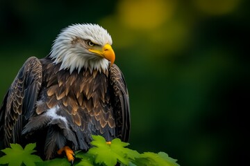Obraz premium An eagle preening its feathers, using its powerful beak to meticulously clean each wing, preparing for flight