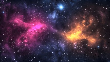 Naklejka premium Nebular Nexus : Here, the cosmic veil thins—a nexus where dimensions converge. The absence of red and yellow intensifies the mystery, emphasizing the vastness of space. Use this image for sci-fi 