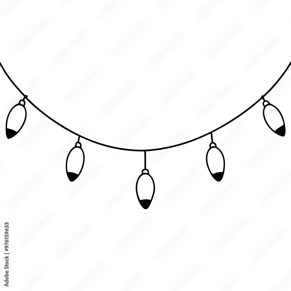 Sticker a string of christmas lights with individual bulbs shown as small ovals connected by a curved line v