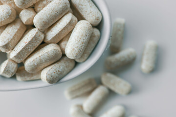 Vitamin capsules for the heart top view