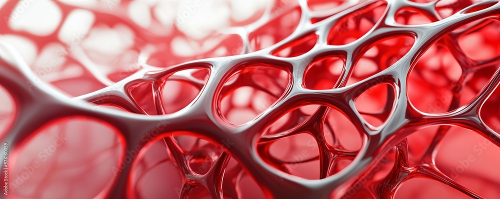 Poster red organic network forming intricate and complex structure
