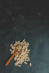 Natural vitamins organic on dark background