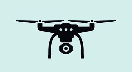 Drone quadcopter logo. Isolated drone quadcopter on blue  background