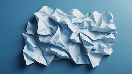 crumpled paper on blue