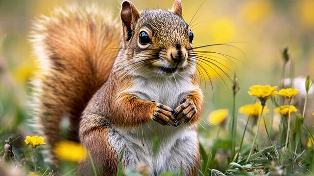 a squirrel in the meadow footage