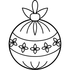 A round ornament with a simple ribbon on top and decorative patterns inside vector