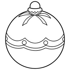 A round ornament with a simple ribbon on top and decorative patterns inside vector