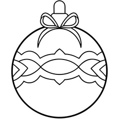 A round ornament with a simple ribbon on top and decorative patterns inside vector