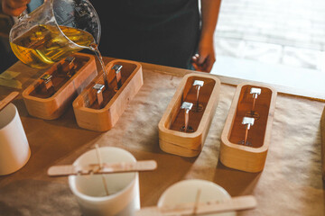 The process of making candles in the workshop
