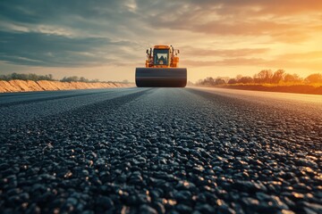 Ai driven photography of the asphalt road leveling process  a visual exploration of innovation