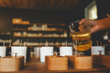 The process of making candles in the workshop